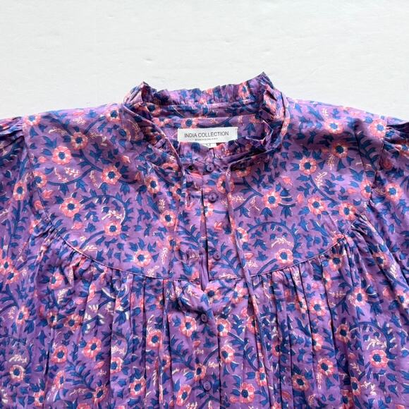 Emerson Fry Emmaline Blouse Violet Wildflower Pink Floral Medium Loose Boho - Picture 6 of 10